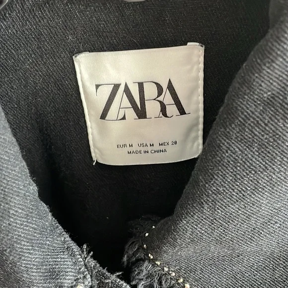 Zara denim jacket with fringe, size M - Picture 7 of 9